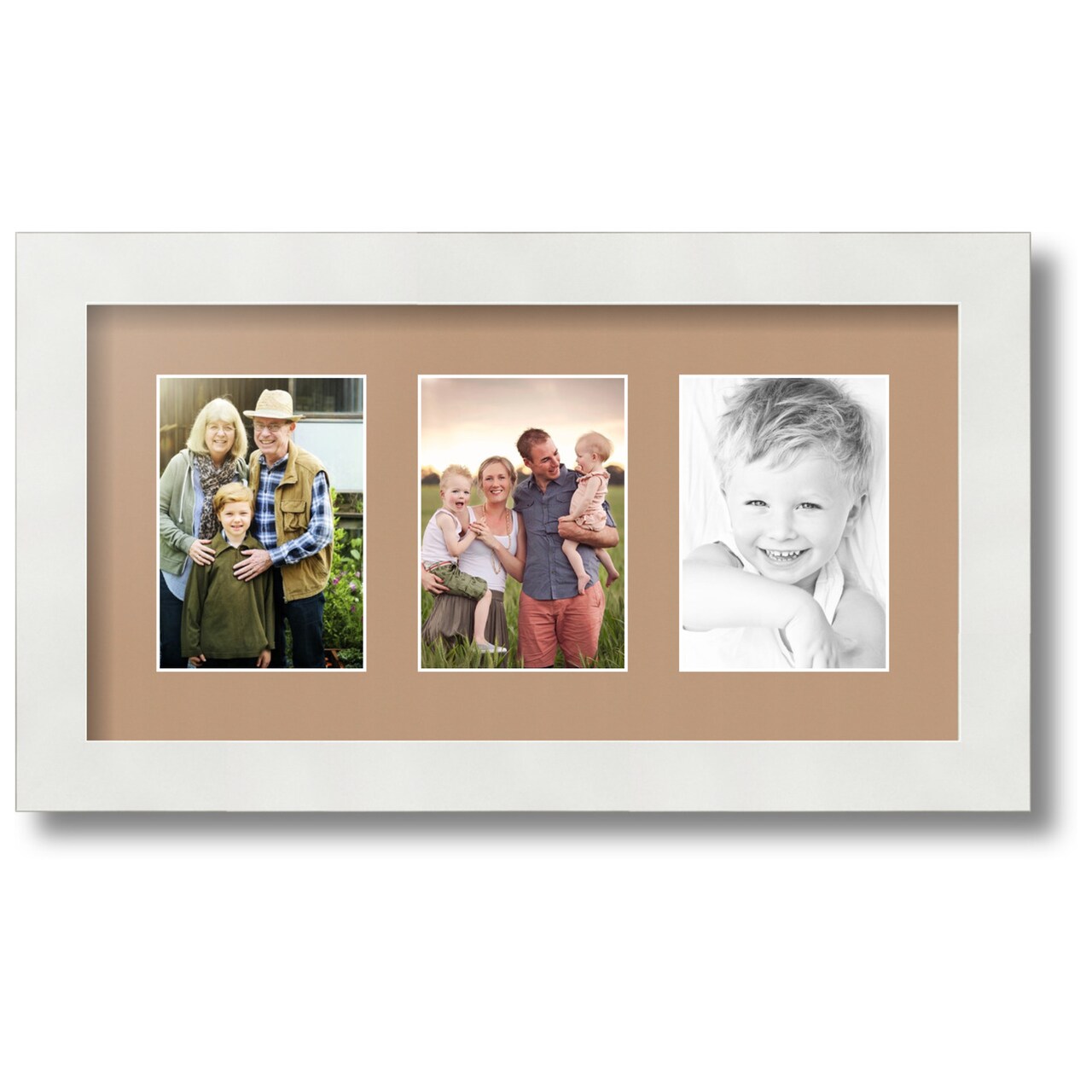 ArtToFrames Collage Photo Picture Frame with 3 - 3.5x5 inch Openings, Framed in White with Over 62 Mat Color Options and Regular Glass (CSM-3966-29)